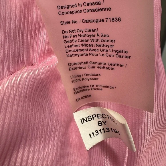 Danier Women’s Pink Genuine Leather Lambskin Bomber Motorcycle Jacket XS - Picture 7 of 8